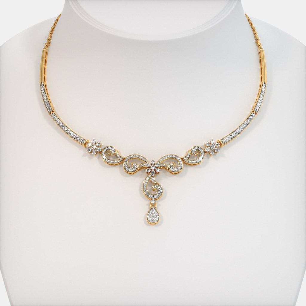 Gold Blue Stone Necklace