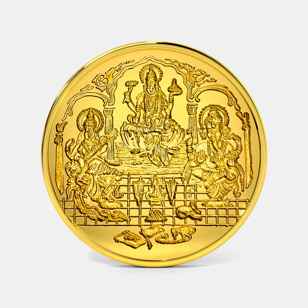 20 gram 24 KT Lakshmi Ganesh Saraswati Gold Coin
