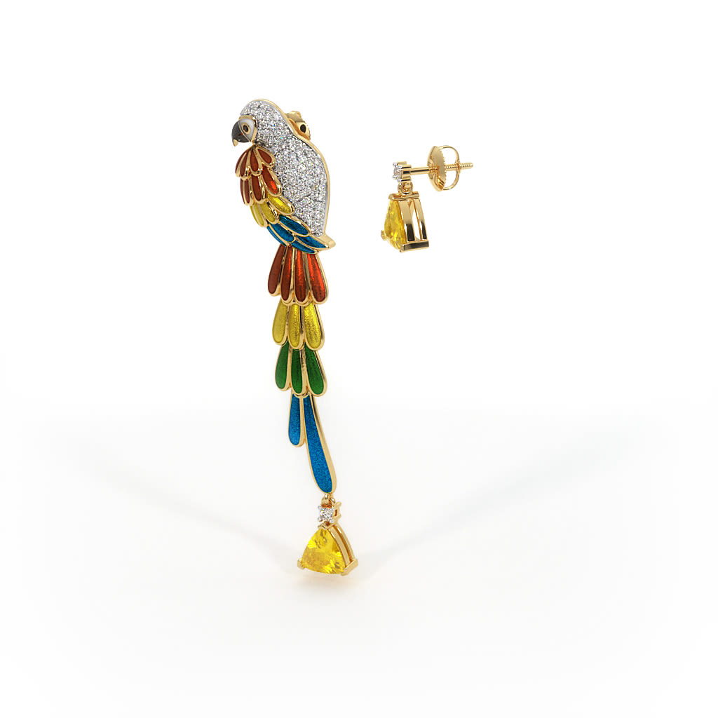 The Scarlet Macaw Mismatch Drop Earrings BlueStone