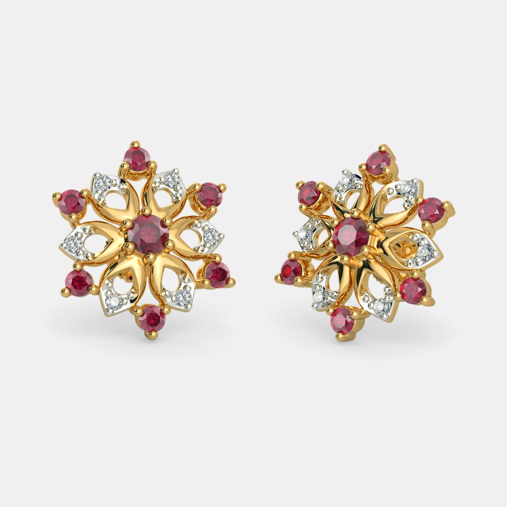 Ruby stud online earrings by bluestone