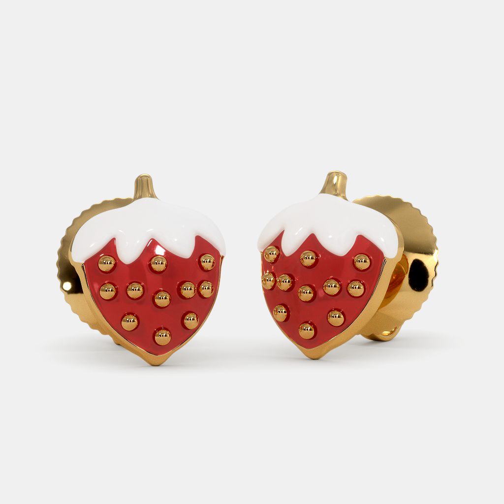 The Strawberry Love Earrings For Kids BlueStone