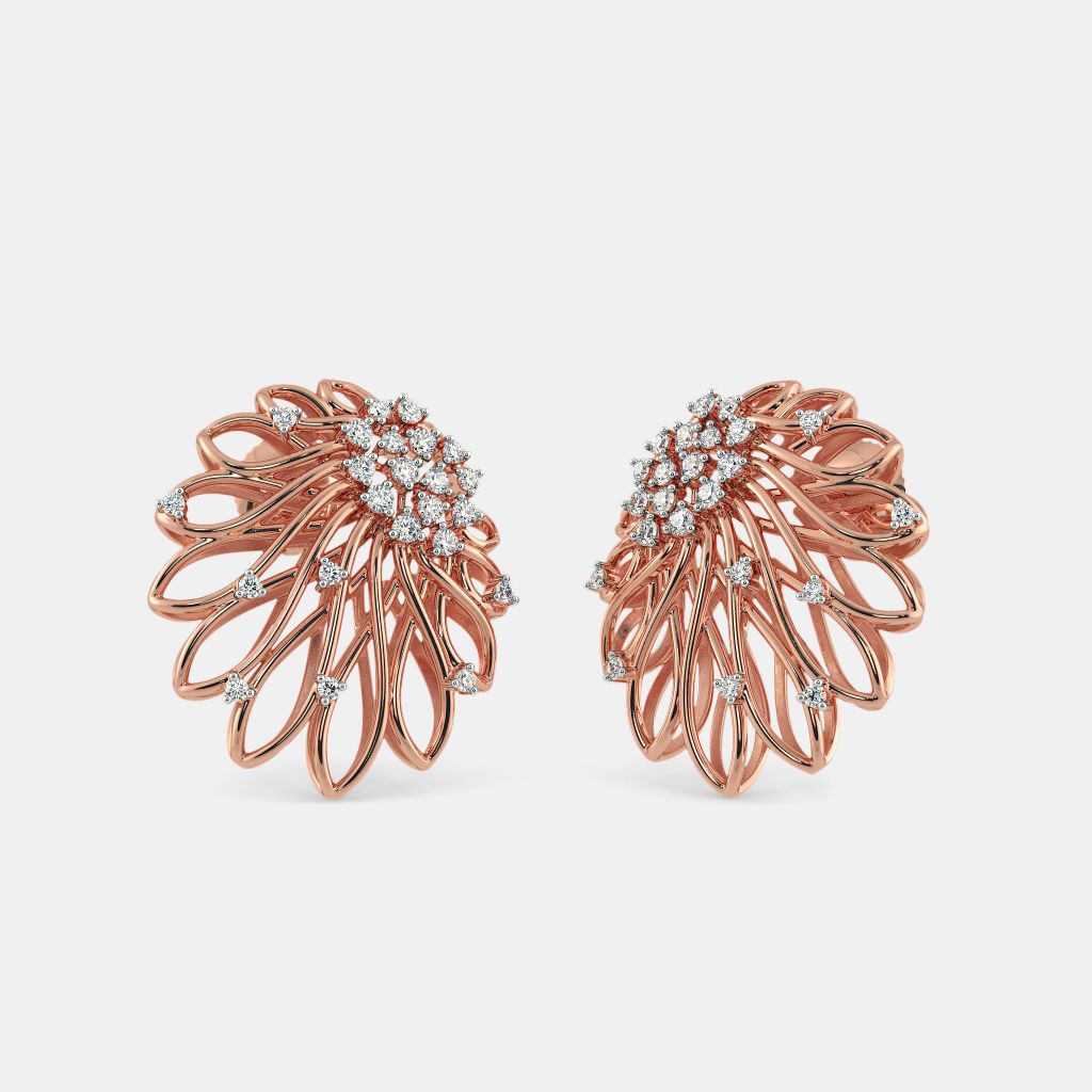 Buy HAUTE CURRY Gorgeous Rose Gold Flower Earrings With American Diamond   Shoppers Stop