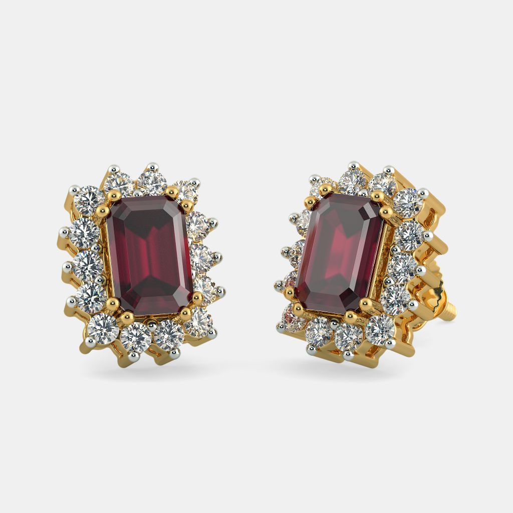 Juliet Gold Diamond and Ruby Studs Earrings  MOI  Boutique Everyday Luxury
