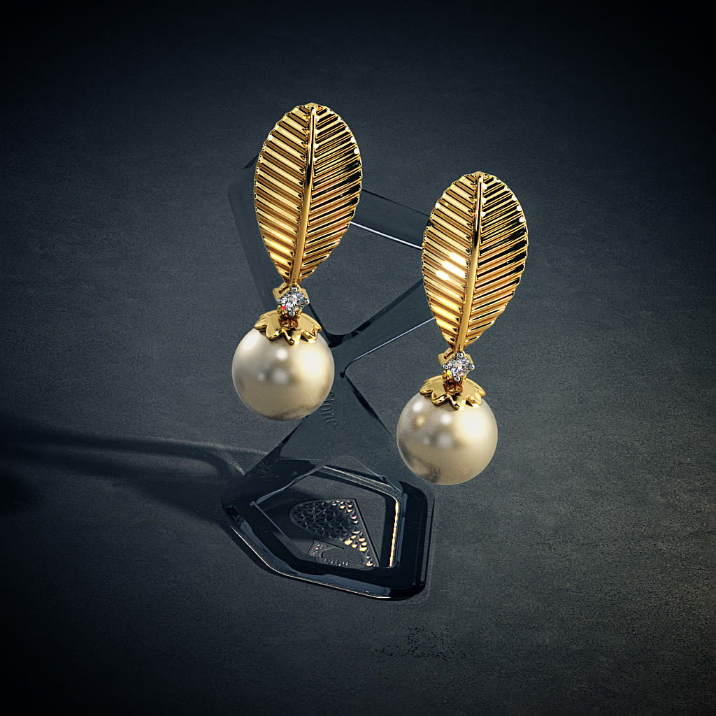 Oversized Pearl Drop Earrings in Gold Plated Silver ER 359