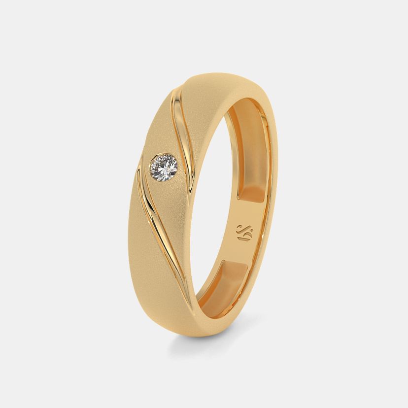 Textured Square Gold Finger Ring for Men-saigonsouth.com.vn