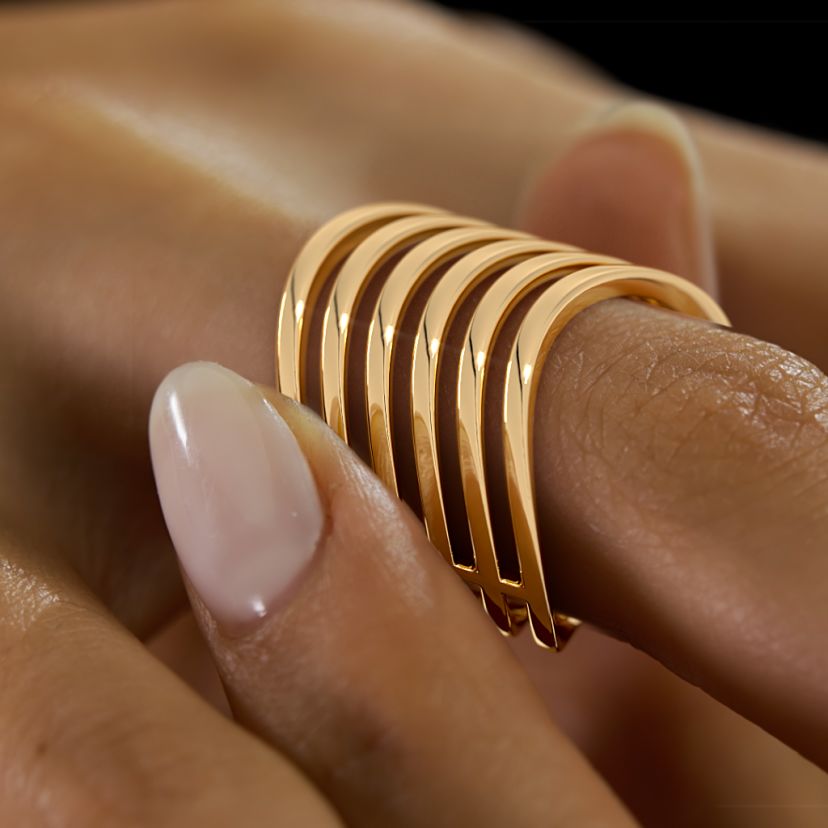 The Golden Strata Chevron Ring - image 5