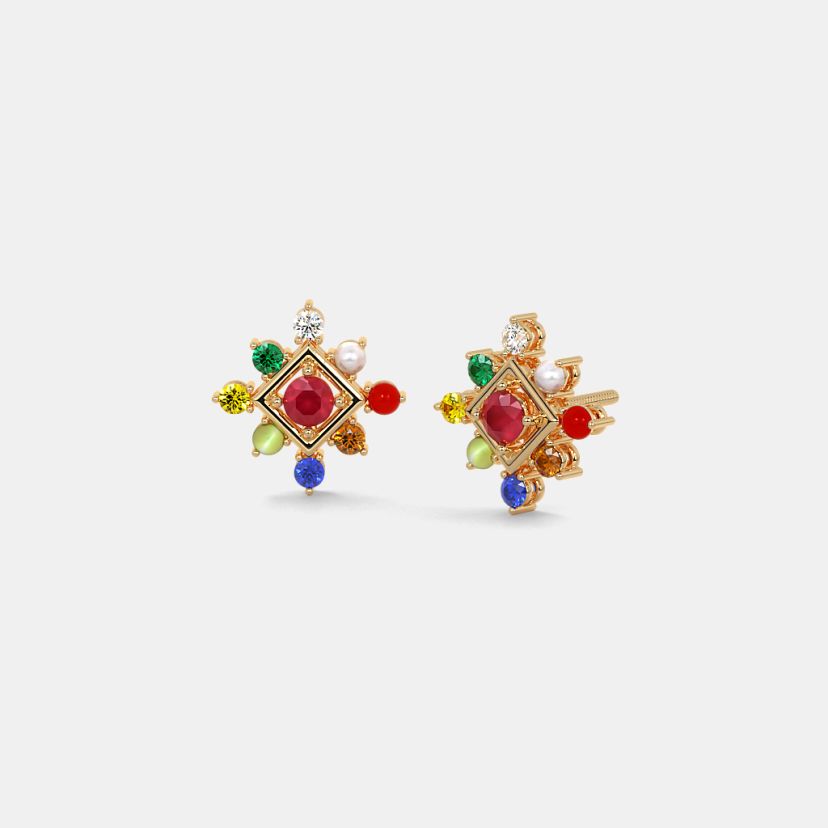 Buy Navaratna Earrings Designs Online BlueStone India s 1 Online Jewellery Brand