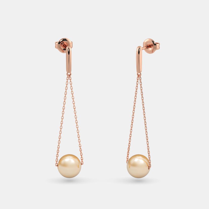 Buy Pearl Studded Rose Gold Earrings Designs Online BlueStone India s 1 Online Jewellery Brand