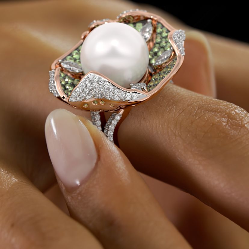 The Olivepearl Cocktail Ring - image 5